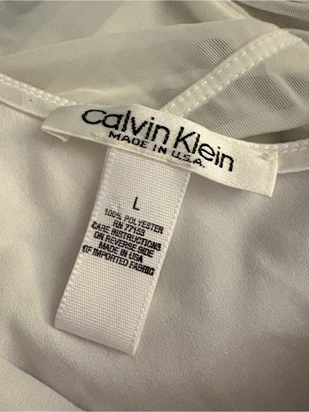 Vintage 90s Calvin Klein Simple White Satin Lingerie Cami - Picture 5 of 5